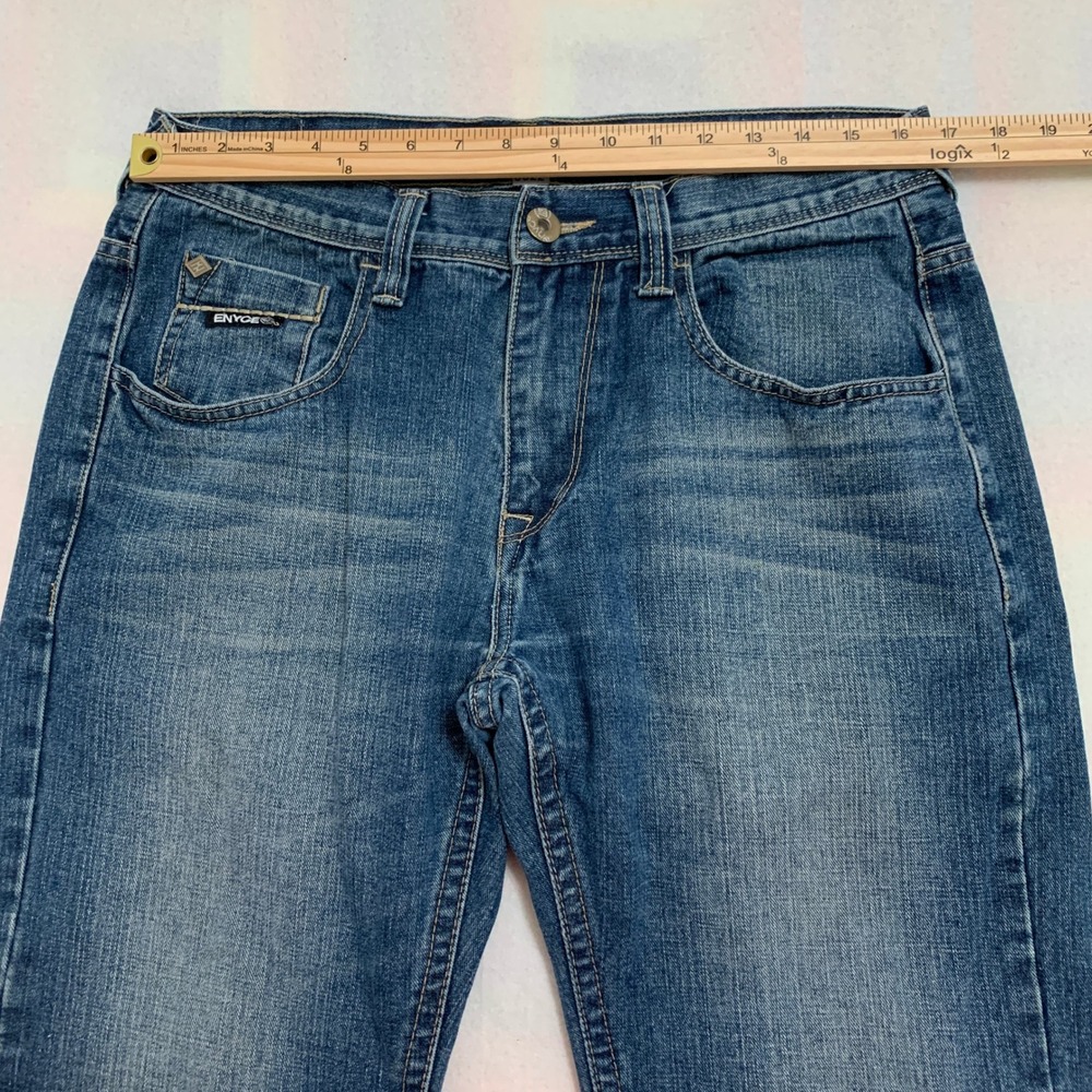 ENYCE Jeans Men Embroidered Blue Denim Straight Leg Y2K Casual 34x29 (Tag 34x30) - Picture 10 of 13